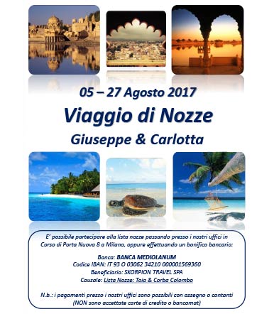 Visualizza il programma del viaggio di nozze Visualizza il programma del viaggio di nozze