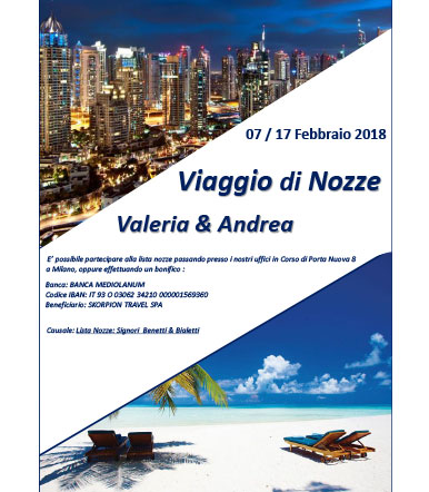 Visualizza il programma del viaggio di nozze Visualizza il programma del viaggio di nozze
