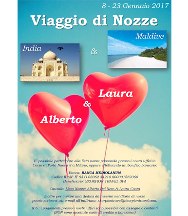 Visualizza il programma del viaggio di nozze Visualizza il programma del viaggio di nozze