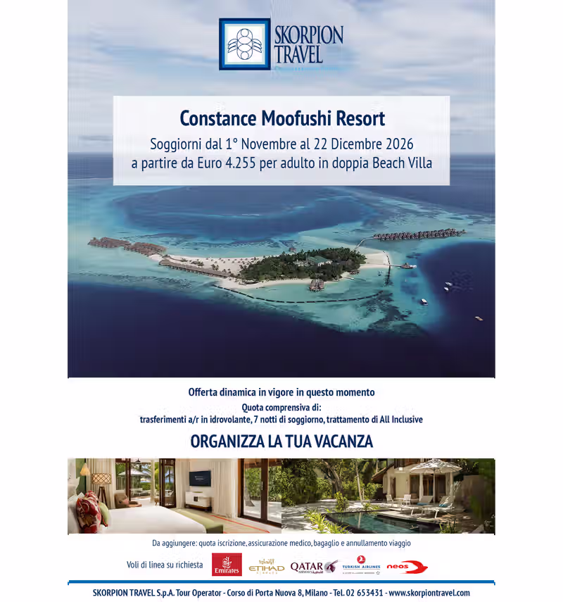 Soggiorni dal 1° Novembre al 22 Dicembre 2026 in Beach Villa