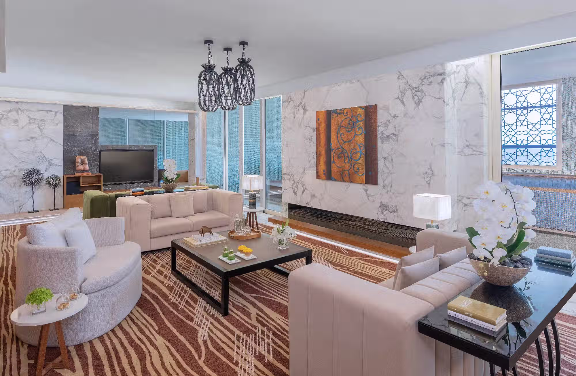 306 camere, suite e ville che cambiano prospettiva tra giardini, golf e Golfo Arabico, fino alla privacy della propria piscina. — immagine 4